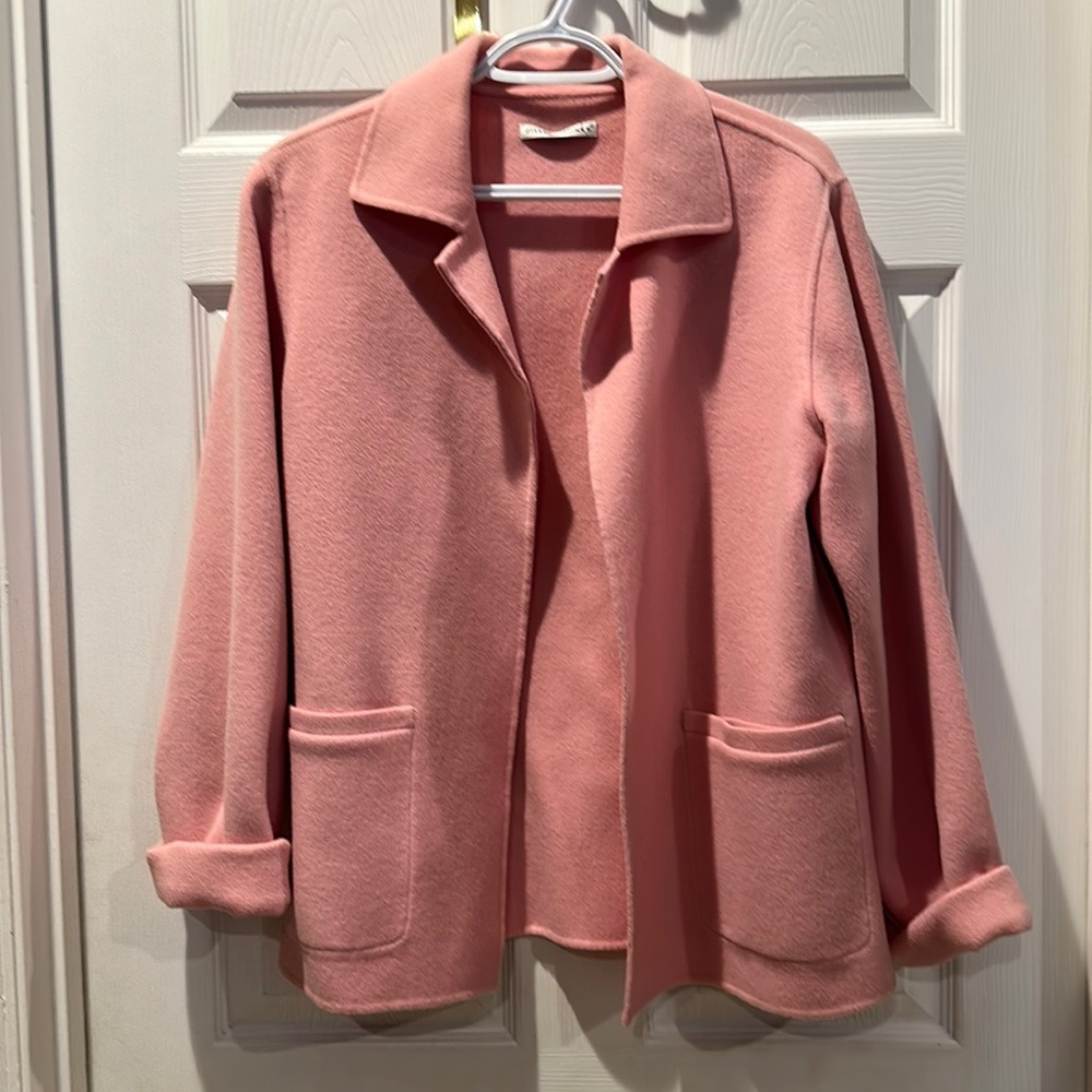 New Jillian Jones Pink Wool Open Front Jacket Women Size small